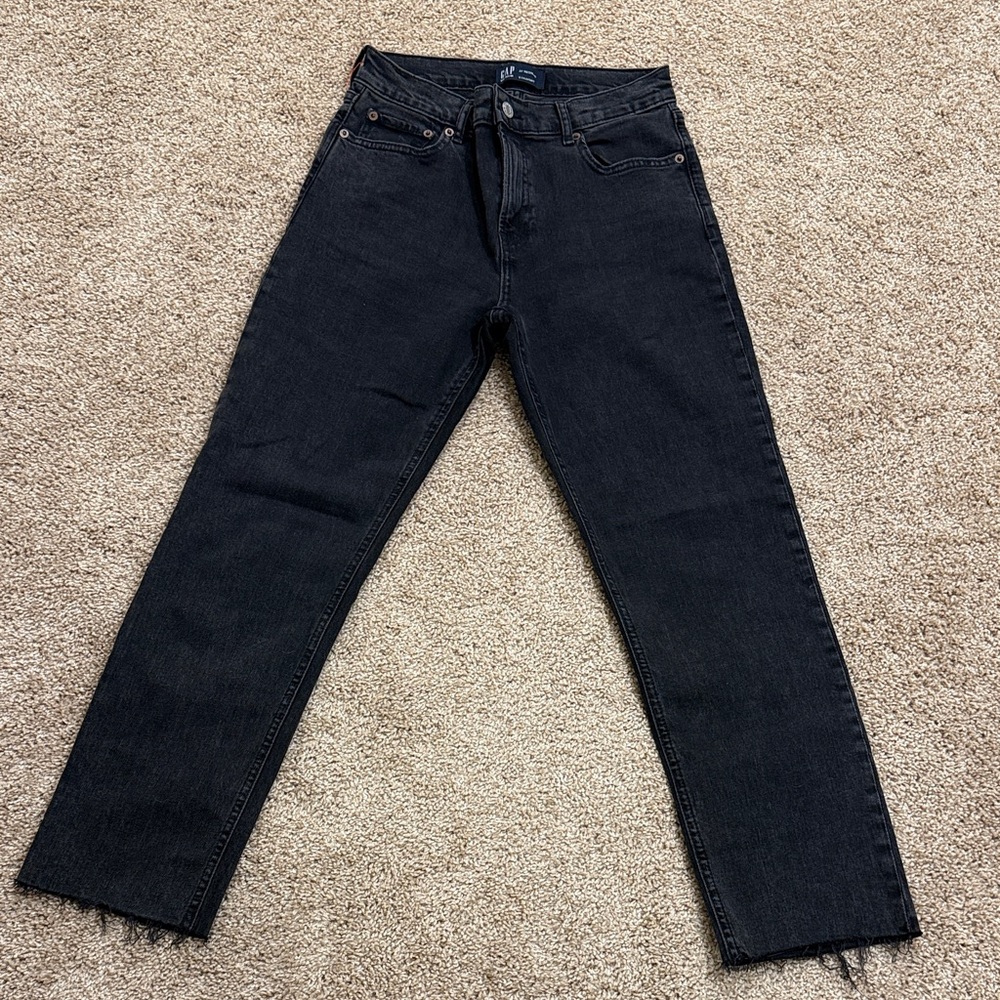 GAP Black Straight Leg Raw Hem Women Jeans